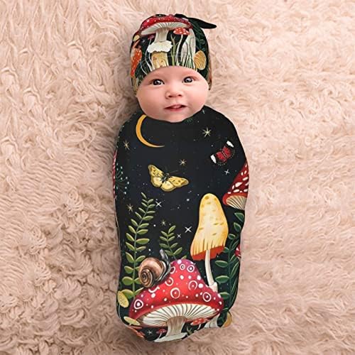Mantar Bebek Kundak Battaniye Yenidoğan Bebek Şeyler Yumuşak Uyku Çuval Alma Battaniye Şapka ile Erkek Kız Bebekler
