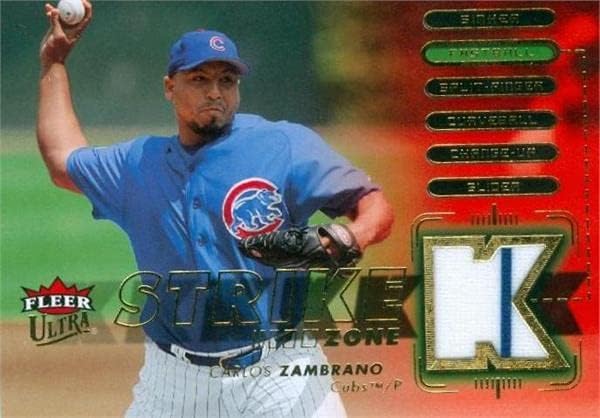 Carlos Zambrano oyuncu yıpranmış forması yama beyzbol kartı (Chicago Cubs) 2007 Polar Ultra Strike Bölge SZ-CZ-MLB