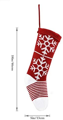 Wowcare Örgü Noel Çorap 4 Paket 18 İnç Ekstra Uzun El Örgüsü Noel Çorap yılbaşı dekoru