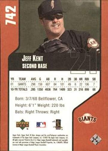 2002 Üst Güverte 40 Kişilik 742 Jeff Kent San Francisco Giants MLB Beyzbol Kartı NM-MT