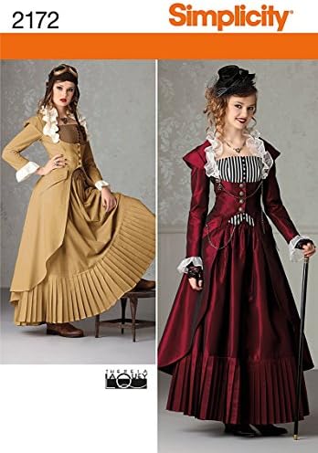 Sadelik Victoria ve Steampunk Gömme Elbise Kostüm Dikiş Desen, Boyutları 6-12