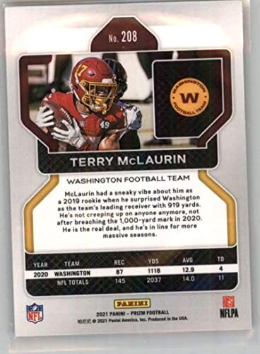 2021 Panini Prizm 208 Terry McLaurin Washington Futbol Takımı NFL Futbol Ticaret Kartı