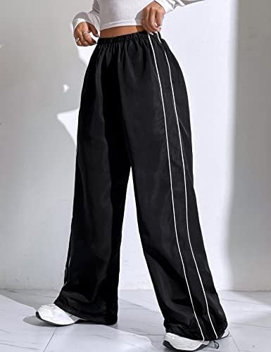 Kissonic Bayan Paraşüt Pantolon Geniş Bacak Baggy Y2K eşofman altları Düşük Belli Kargo Pantolon Streetwear