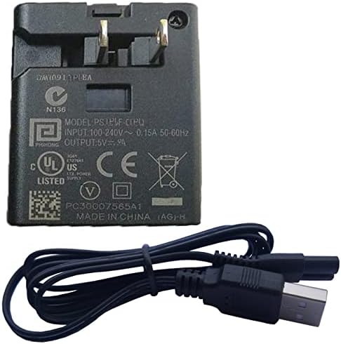 UpBright 2-Prong USB şarj kablosu + 5 V AC/DC Adaptörü ile Uyumlu Palotix PALT-FC159 Akülü diş duşu Oral Irrigator