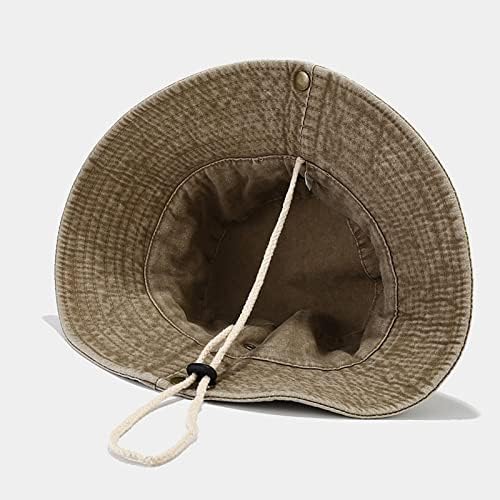 Unisex Yıkanmış Denim Sıkıntılı Klasik Kova Şapka Boonie Şapka Geniş Ağız güneş şapkası çene kayışı balıkçı şapkası