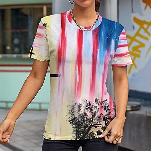 Ince T Shirt Kadın Gömlek Kadınlar için Vintage Bağımsızlık Günü Baskı Tees T Shirt Hediye Gömlek Üst Uzun Kollu Tezahürat