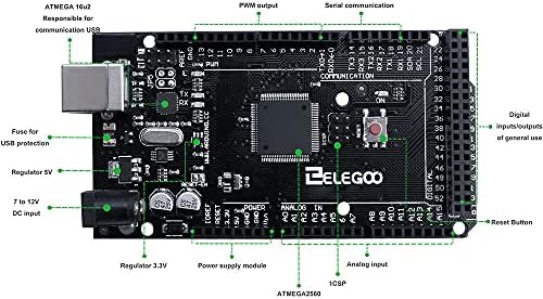 ELEGOO MEGA R3 Kurulu ATmega 2560 + USB Kablosu Arduino IDE Projeleri ile Uyumlu RoHS Uyumlu