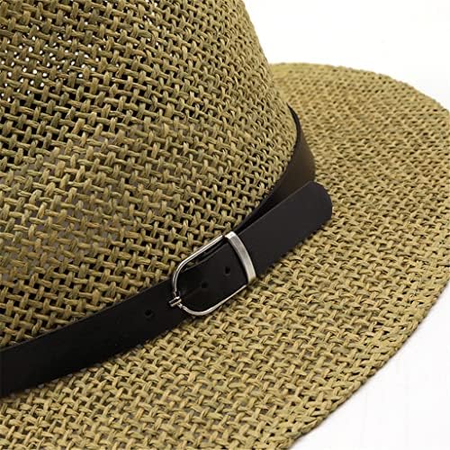 WYFDP Caz Panama Şapka ıle Kemer Yaz güneş şapkaları ıçin Kadın Erkek Sombrero Plaj fötr şapka Şapka