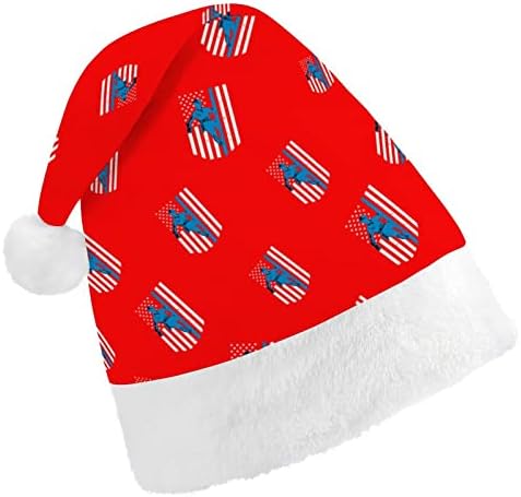 Amerikan Bayrağı Lineman Komik Noel Şapka Noel Baba Şapka Kısa Peluş Beyaz Manşetleri ile Noel Tatil Parti Dekorasyon