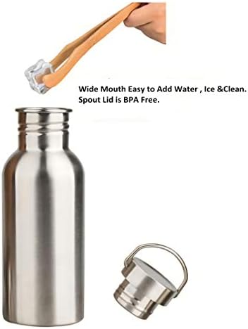 KNC Paslanmaz Çelik Su Şişesi, Tek Duvarlı Geniş Ağız Sızdırmaz Açık Kamp Yürüyüş spor şişesi, BPA Ücretsiz (17 oz)