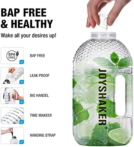 JOYSHAKER yarım galon su şişesi, BPA ücretsiz motivasyon zaman işaretleyici ile büyük 2.5 L su şişesi, Fitness salonu