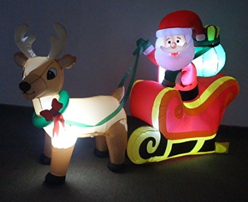 6 Ayak Uzun Noel şişme santa Baba Kızak Ren Geyiği ve Hediye bahçe dekorasyonu