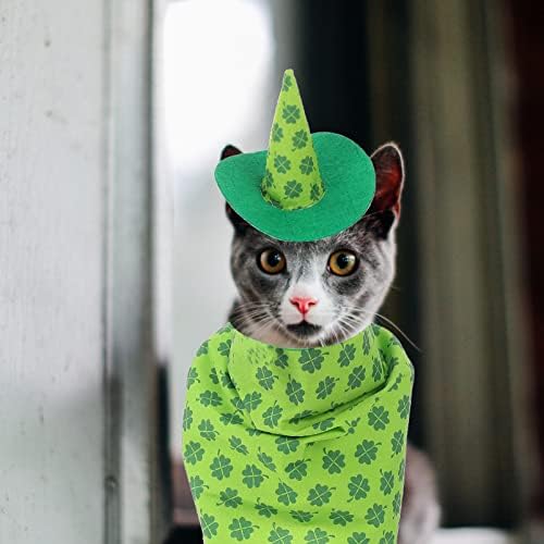 Zerodeko Aziz Patrick Günü Köpek Kostüm Köpek Yeşil papyon Yaka ve silindir şapka ve Üçgen Eşarp Tatil Soyunma Köpekler
