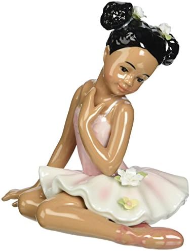 Cosmos 10124 Güzel Porselen Afro-Amerikan Balerin Pembe Elbise Heykelcik, 4-1 / 4 İnç
