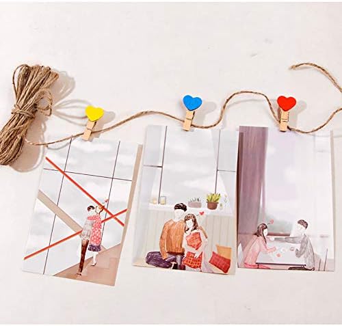 UUYYEO 50 Adet Mini Kalp Ahşap Klipler Clothespins Fotoğraf Kağıdı Peg Pin Zanaat Dekorasyon Klipleri
