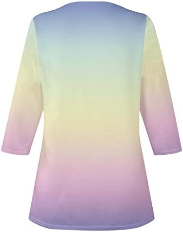 Kadınlar için rahat Tunik Üstleri Şık V Boyun Dantel Trim T Shirt Moda Çiçek Baskılı 3/4 Kollu Bluz yazlık gömlek