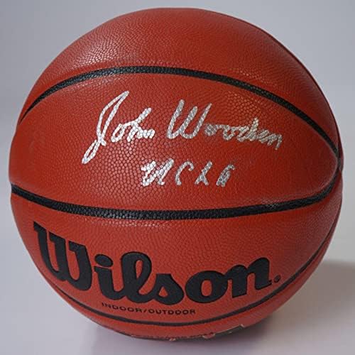 John Wooden İmzalı UCLA Bruins Basketbol PSA / DNA COA İmza Topu Purdue 4611-İmzalı Kolej Basketbolları