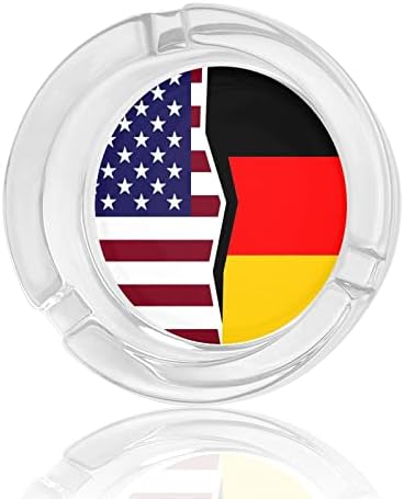 Amerika Birleşik Devletleri ve Almanya Bayrakları Yuvarlak Cam Kül Tablaları Tutucu Sigara Durumda Sevimli Sigara