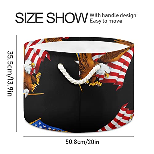 ALAZA Amerikan Kartal ve ABD Bayrağı Yıldız ve Çizgili Depolama Sepeti Hediye sepetleri Büyük Katlanabilir çamaşır