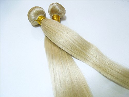 Saç Atkı Sarışın 100 % Remy (Remi) Hint insan saçından örülmüş Örgü Uzantıları Düz sarı saç (Renk 613) 100g Her Paket