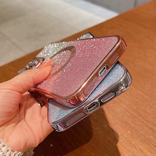 HYUEKOKO iPhone 12 Pro Max ile Uyumlu Manyetik Gardient Glitter Kılıf, Kaplama Bling Sevimli Kılıf MagSafe ile Kadınlar