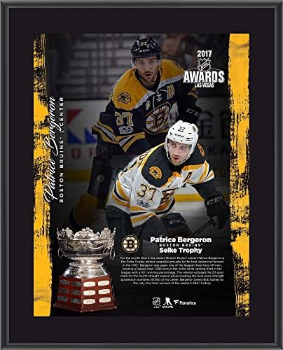 Patrice Bergeron Boston Bruins 10.5 x 13 2017 Selke Trophy Kazanan Yüceltilmiş Plak-NHL Oyuncu Plakları ve Kolajları