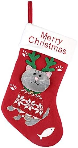 XIOS 2022 Torba Kar Dekor Çorap ile Köpek Çorap Catty Dekor Ev Ev Dekor Basamaklı Noel Çelenk Şömine Mantel (Yeşil,