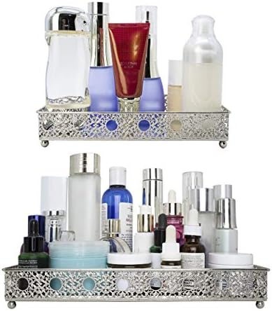 Tricune 2 Adet Parfüm Tepsisi-Banyo Makyaj Tepsisi-Ayna Tepsisi-Şifoniyer Takı Organizatörü Makyaj Camı Tepsisi için