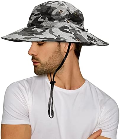 Geniş Ağız güneş şapkası balıkçı şapkası Erkekler için Dokuma, Boonie Şapka Kova Şapka Boyun Flap Kapak Yürüyüş Bahçe