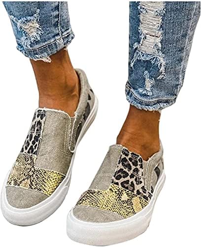 Lausıuoe Sneakers Kadınlar Üzerinde Kayma Bellek Köpük Moda Tuval Loafer'lar Rahat Hafif Konfor Düz yürüyüş ayakkabısı