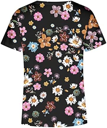 Bayan Çiçek Üstleri Seksi Derin V Boyun Kısa Kollu Şık Rahat Gömlek Vintage Moda Gevşek Tee Kazak Bluzlar