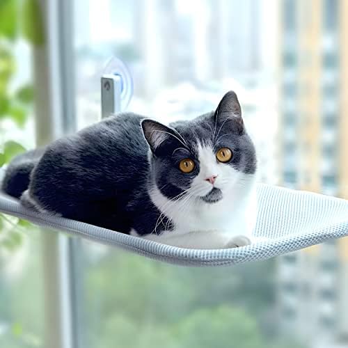 Perfekt Aşk Akülü Katlanabilir Kedi Penceresi Levrek Metal Çerçeveli ve 2 Kapaklı Duvar için Kedi Penceresi Hamak