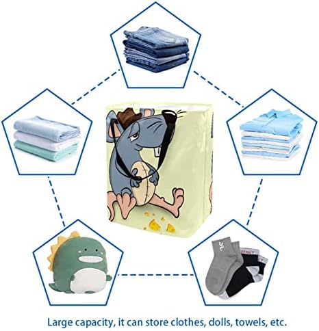 Sevimli Hayvan Fare Sıçan Baskı Katlanabilir çamaşır sepeti, 60L Su Geçirmez çamaşır sepetleri Çamaşır Kutusu Giysi