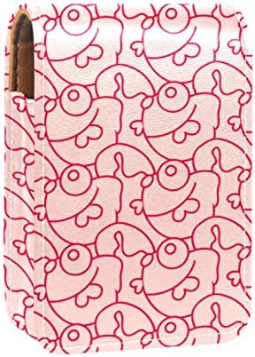 ORYUEKAN Ruj Kılıfı Ayna ile Sevimli Taşınabilir Makyaj Çantası kozmetik torbası, Karikatür Güzel Hayvan Balık Pembe