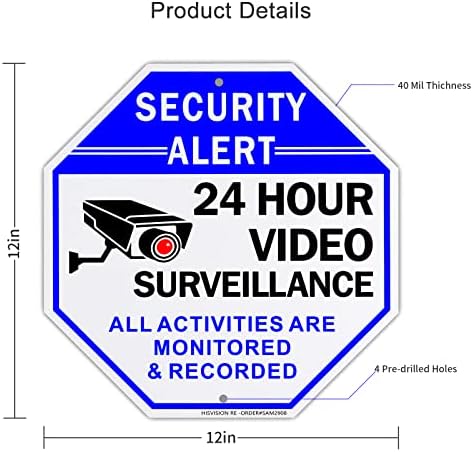 2 Paket Video Gözetim İşareti, 10 x 10 güvenlik uyarısı Yansıtıcı Alüminyum İşaretler, UV Korumalı ve su Geçirmez