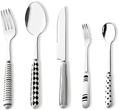 Fvstar 20 Parça Gümüş Sofra Takımı çatal bıçak kaşık seti, Paslanmaz çelik mutfak eşyaları Hizmet için 4, Dahil Bıçak