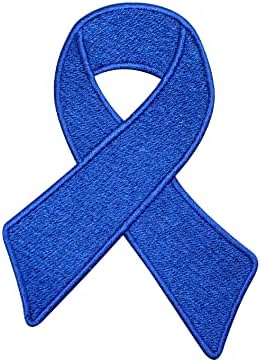 Kolon Kanseri Farkındalık Yama Koyu Mavi İşlemeli Demir on Giysi için Yama Rozeti dikmek vb.9x6cm