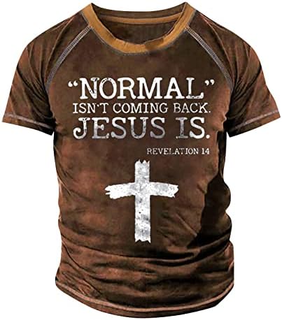 WENKOMG1 Erkek Sloganı T-Shirt, Jesues Dini Tanrı Baskılı Retro Tarzı Kısa Kollu Gömlek Söyleyerek Tee Gömlek Erkekler