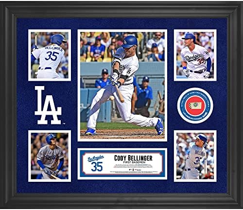 Cody Bellinger Los Angeles Dodgers Çerçeveli 20 x 24 5-Oyunda Kullanılan Bir Beyzbol Parçasıyla Fotoğraf Kolajı-MLB
