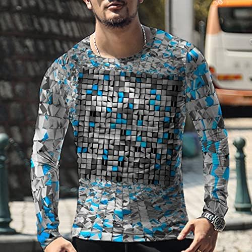 Erkek Uzun Kollu tişört Rahat 3D Baskı Crewneck Uzun Kollu Üstleri Bahar Kazak Erkek Moda Streetwear Casual Şık