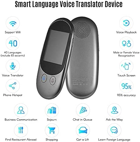 Kalın Akıllı Ses Çevirmen Cihazı 40 Dil 2.4 İnç Dokunmatik Ekran Şarj Edilebilir F1A Kamera ile (Renk: OneColor)