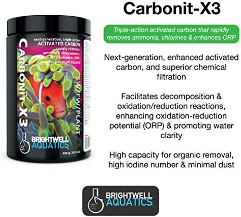 Brightwell Aquatics Carbonıt-X3, Amonyağı, Klorları Hızla Gideren ve orp'yi Artıran Üçlü Etkili Aktif Karbon, 450g