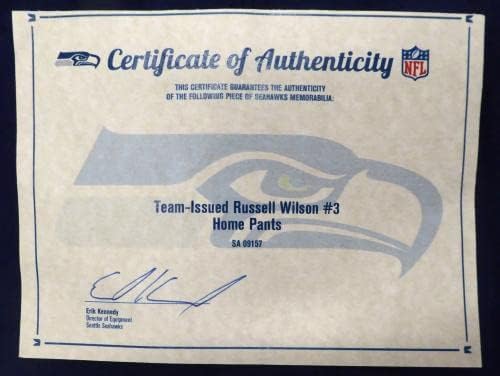Russell Wilson İmzasız Seattle Seahawks Mavi Takım Nike Pants Seahawks Holo Yayınladı 9157-İkinci El Oyun Ekipmanı