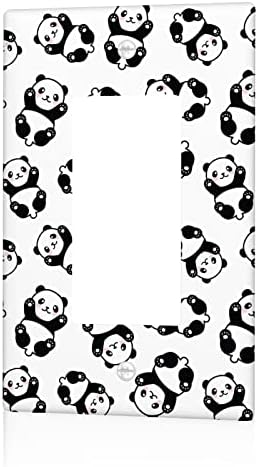 Vantaso ışık anahtarı Kapağı Çıkış Duvar Plakası Sevimli Siyah Beyaz Pandalar Hayvanlar 1 Gang Tek Rocker Dekoratör