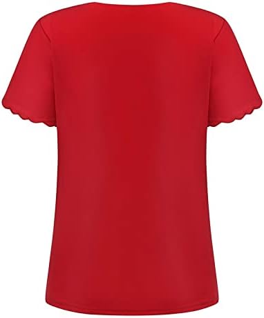 DOPOCQ Gömlek Kadınlar için Yaz Klasik Gömlek Kısa Kollu Artı Boyutu İş Gevşek Fit V Boyun Nervürlü Streç Dantelli
