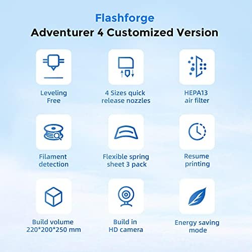 Birden Fazla Boyutta 240℃ ve 265℃ Nozullu FLASHFORGE Adventurer 4 3D Yazıcı, Seviyesiz Yazıcı Dahili HD Kamera ve