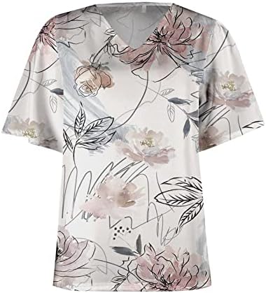 uikmnh kadın Üstleri Çarpıntı Kollu Çiçek Moda Rahat V Boyun Yaz Tunik Yumuşak Fırfır Kısa Kollu Gömlek