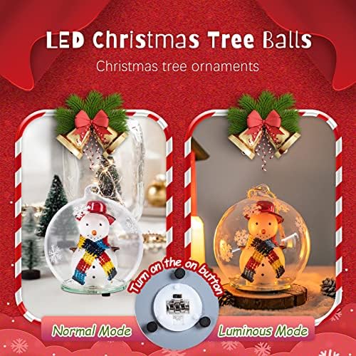MUMTOP Noel Kardan adam Kar küreleri süslemeleri-Noel ışıklı cam topları, Noel ağacı Süsleme, renk değiştiren LED