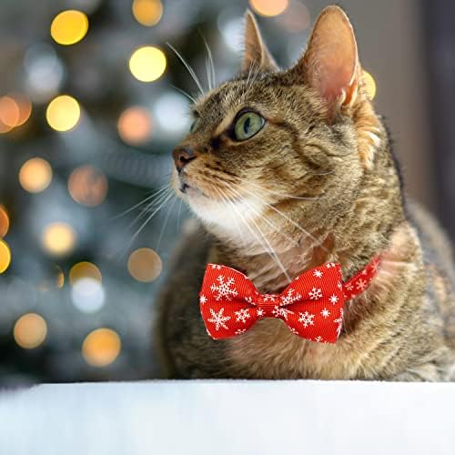 Pohshıdo Noel Tatili Kedi Yaka papyon ve Çan, Kış Ayrılıkçı Kitty Yavru 2 Paket Erkek Kız için