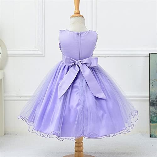 KAGAYD Resmi Elbise Kızlar için çocuk giyim Kız Moda Pullu Örgü Kabarık Etek Büyük Çocuk Prenses Çiçek Elbise (Mor,